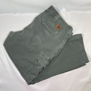 Carhartt Cargo Pants Mens 40x30 Green Dungaree Fit Workwear Utility